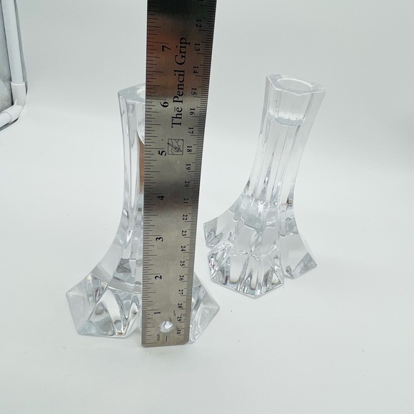 Miller Rogaska Triangle Candlestick Pair-Full Lead Crystal-6" - Picture 6 of 8